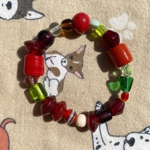 Real gems and glass bead bracelet